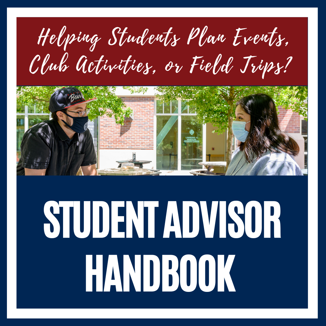 Advisor and student talking click for advisor handbook
