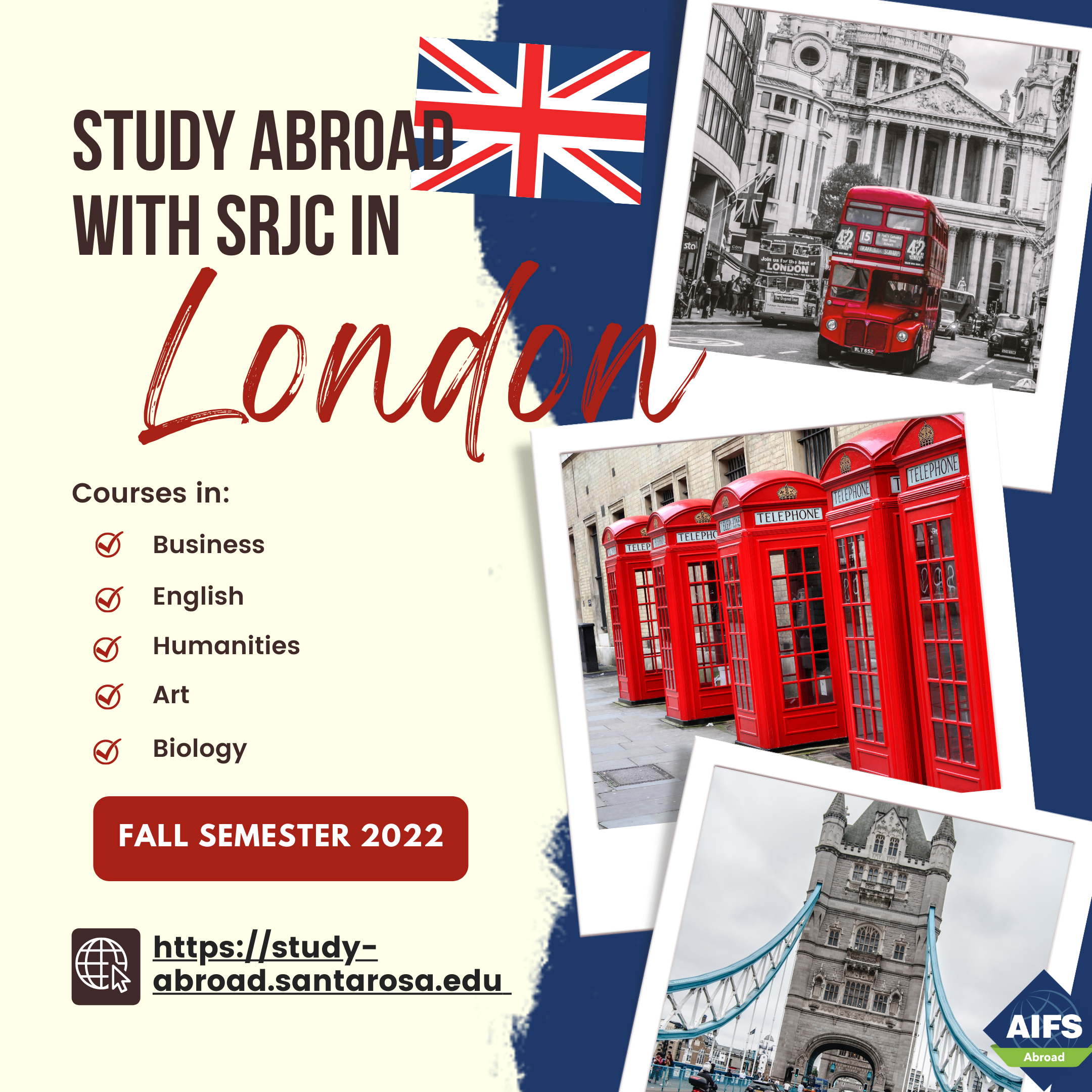 Study with SRJC in London in Fall 2022! Applications open now